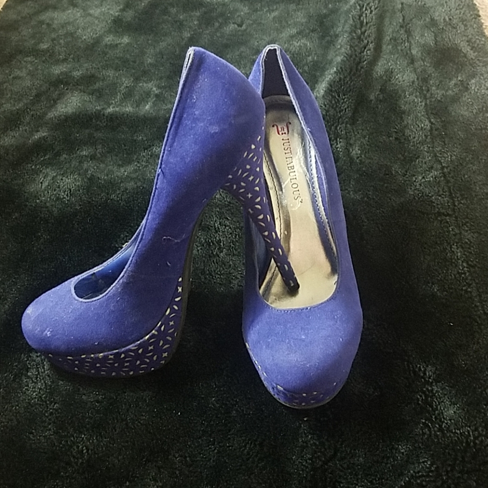 Just fabulous blue platform heels size 8.5